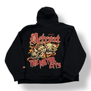 SANA Detroit Black Cotton Hoodie Motor City Dice Graphic Men's Size Large